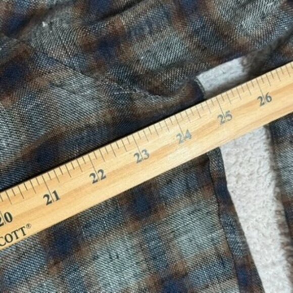 Untuckit Mens Long Sleeve Button Shirt 100% Linen Grey Blue Plaid Sz XL Spring - Picture 9 of 11